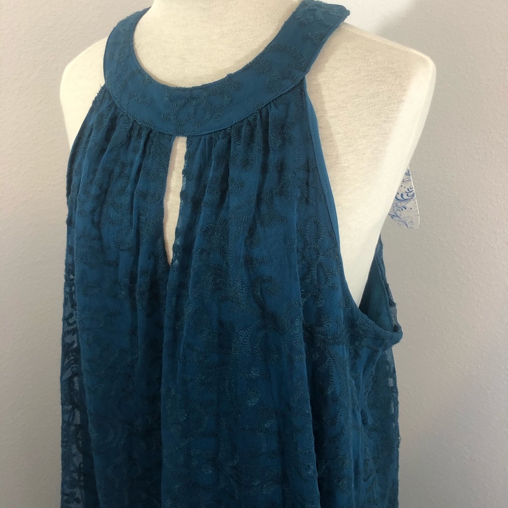 NWT J Gee Teal Lace Halter Swing Dress Size 2x